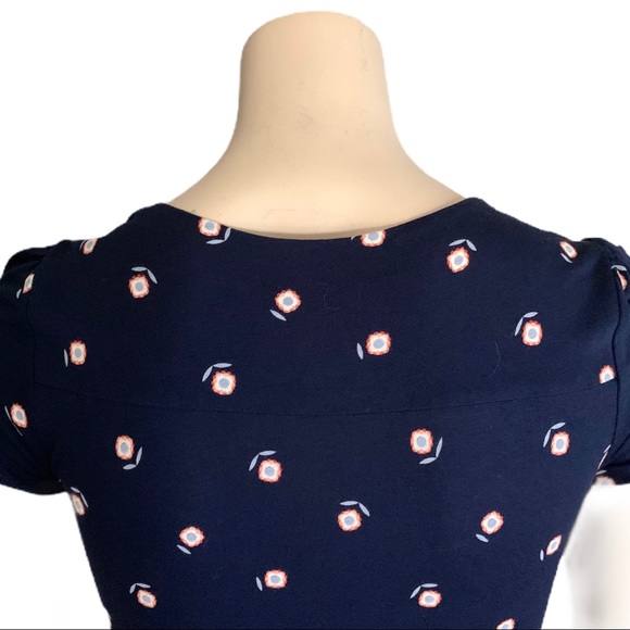 French Connection Navy Flowered Dress Size 0 - Picture 8 of 9